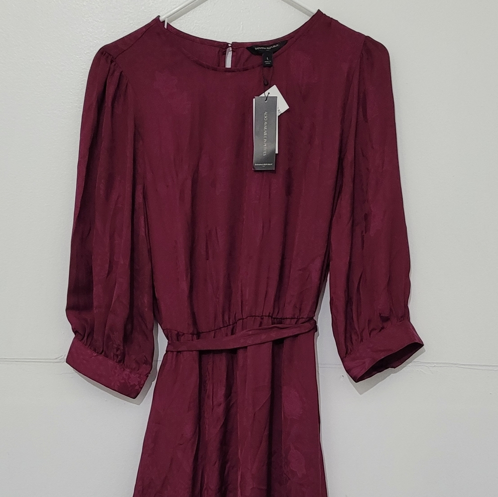 Banana Republic Factory Women's Size Large Burgundy Red Peasant Dress!